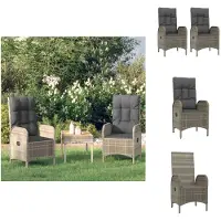 vidaXL Gartenstühle 2 Stk. Poly Rattan Grau - Gartenstühle