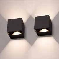 HOFTRONIC™ LED-Wandleuchten Cube 7W 560lm 3000K IP65 Schwarz Set 2 Stück