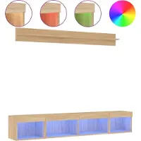 Syfax 5-tlg. Wohnwand mit LED-Beleuchtung Sonoma-Eiche Holzwerkstoff