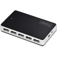 Digitus USB 2.0 Hub, 10-Port, USB 2.0, 480 Mbit/s, Schwarz, Silber, China, 5 V, 4 A