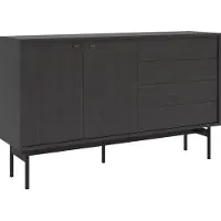 Selsey Olar - Sideboard 2-türig mit vier Schubladen, Holzoptik Esche Portland Schwarz, 154 cm