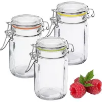 Galicja Luftdichter Glasbehälter, achteckiges Glasgefäß EDO 260 ml, Glasdeckel, Metallverschluss, Clip