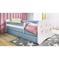 RAUMHIRSCH FURNITURE Kinderbett Jugendbett Kaninchen mit Schmetterlingen 70x140, 80x160, 80x180 cm - Komplettset mit Matratze, Schublade & Rausfallschutz