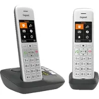 Gigaset CE575 A Duo, Analoges/DECT-Telefon, Kabelloses Mobilteil, Freisprecheinrichtung, 200 Eintragungen, Anrufer-Identifikation, Schwarz, Silber