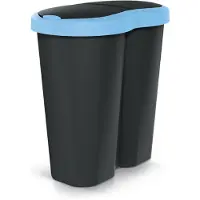 Prosperplast Abfallkorb Compacta R Duo blau/schwarz Fassungsvermögen 40L ein Fach zwei Deckel NDRF40-2717C_S411