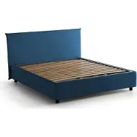 Talamo Italia Doppelbett Azue, Containerbett mit Stoffbespannung, 100% Italy, Frontöffnung, passend für Matratze Cm 140x190, Blau