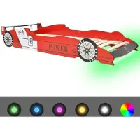 Syfax Kinderbett mit LED im Rennwagen-Design 90 x 200 cm Rot