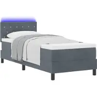 Syfax LED Boxspringbett mit Matratze Dunkelgrau 80 x 200 cm Samt