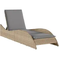 Syfax Sonnenliege mit Auflage Beige 60x205x73 cm Poly Rattan