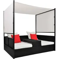 Syfax Gartenbett mit Baldachin Schwarz 190×130 cm Poly Rattan