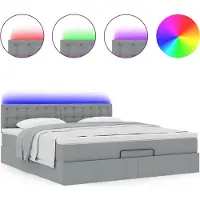 Syfax Ottoman-Bett mit Matratze & LEDs Hellgrau 160x200 cm Stoff
