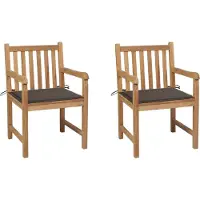 vidaXL Möbel Gartenstühle 2 Stk. mit Taupe Kissen Massivholz Teak - Gartenstühle 3062738