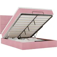 Syfax Ottoman-Bett mit Matratzen & LEDs Rosa 140x200 cm Samt