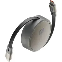 Cellularline – Einziehbares USB-C/USB-C-Kabel, 1 m, USB C, Grau