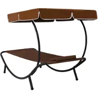 vidaXL Möbel Sonnenliege HOMMIE - Gartenliege - Gartenmöbel - mit Sonnendach & Kissen Braun - 200x90x112 cm Top4894058