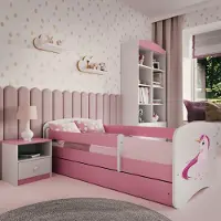 RAUMHIRSCH FURNITURE Kinderbett Jugendbett Einhorn 70x140, 80x160, 80x180 cm - Komplettset mit Schublade & Rausfallschutz