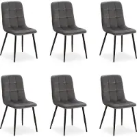 Homestyle4u Esszimmerstuhl 6er Set Samt Polsterstuhl Leinen Grau Küchenstuhl Metall