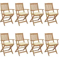 Syfax Klappbare Gartenstühle 8 Stk. mit Kissen Massivholz Akazie
