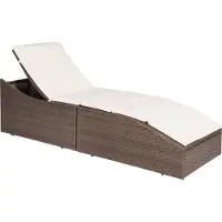 Syfax Sonnenliege mit Polsterauflage Poly Rattan Braun