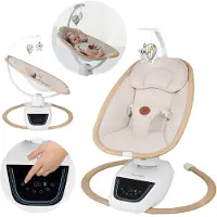 Lionelo Babywippe Olivia bis zu 9 kg, Neigungsverstellung, 4 Geschwindigkeiten, natürliches Schaukeln - Beige
