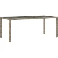 vidaXL Gartentisch mit Glasplatte Grau 190x90x75 cm Poly Rattan