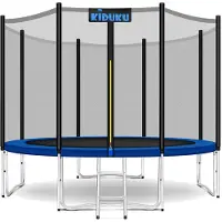 Kiduku Trampolin Ø 305 cm | Rheinland | Komplettset mit Sicherheitsnetz, Leiter, Randabdeckung, Bodenanker & Zubehör | Outdoor Gartentrampolin Kinder-Trampolin