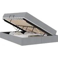 Syfax Aufbewahrungsbett mit Matratze Hellgrau 140 x 200 cm Polyester