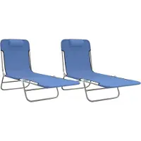 Syfax Sonnenliegen Klappbar 2 Stk. Blau Textilene und Stahl