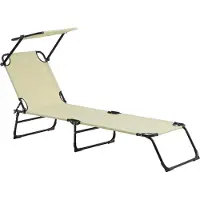 Casa.pro [] Sonnenliege klappbar 190cm creme mit Dach Relaxliege Stahl