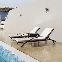 vidaXL "im " Sonnenliege - für den Garten - 1 Person -n mit Tisch Poly Rattan Schwarz - Gartenliegen CC19828