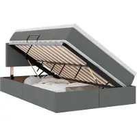 Syfax LED-Speicherbett mit Matratze Dunkelgrau 120 x 200 cm Stoff