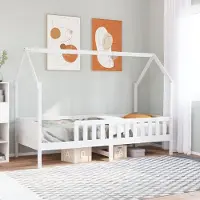 vidaXL "Rabatt" Kinderbett Stabile - mit Robuste Latten - Hausbett Weiß 80x200 cm Massivholz Kiefer - Klassische Betten CC23691