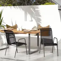 vidaXL "2024"cloris Gartenstühle 2 Stk. Stahl und Textilene Schwarz - Gartenstühle CHY80062204