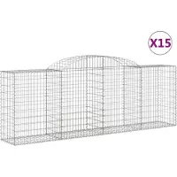 vidaXL "WINTER SALE"Gabionen-Hochbeet - Blumenkasten - mit Hochbogen 15 Stk 300x50x100/120cm Verzinktes Eisen - Beete Einfacher Aufbau NEU3841783