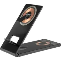 4smarts UltiMag TrioFold Lucid 15W, Drinnen, Gleichstrom, USB, Kabelloses Aufladen, 1 m, Schwarz, Metallisch