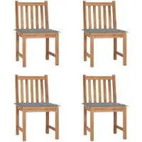 vidaXL Gartenstühle 4 Stk. mit Kissen Massivholz Teak