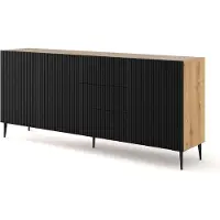 Furnlux Classic FURNLUX Sideboard Ravenna B Beige Und Schwarz 200cm / Hauptfarbe: Schwarz / Abmessungen: 200 x 87 x 42 cm