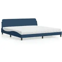Syfax Bett mit Matratze "Dover" Blau 200x200 cm Stoff