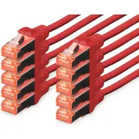 Digitus CAT 6 S/FTP Patchkabel, 10 Stück, 1 m, Cat6, S/FTP (S-STP), RJ-45, RJ-45, Rot