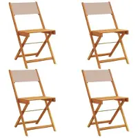 vidaXL Gartenstühle 4 Stk. Klappbar Taupe Stoff und Massivholz