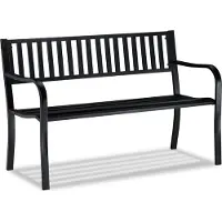 Relaxdays Gartenbank, bequemer 2-Sitzer, robuste Metallbank, für Terrasse, Balkon, HBT 82 x 127,5 x 59,5 cm, schwarz