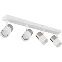 Globo Lighting Strahler Metall weiß matt, Aluminium Nickel matt, Aluminium weiß matt, Kunststoff transparent, LxBxH: 560x60x120mm, exkl. 4x GU10 25W 230V