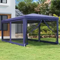 Prolenta Maison Exclusive - Partyzelt mit 6 Mesh-Seitenwänden Blau 3x6 m HDPE