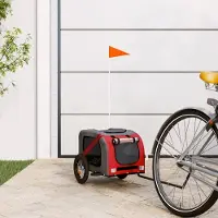 vidaXL Möbel Fahrradanhänger Hunde Rot und Grau Oxford-Gewebe und Eisen - Fahrradanhänger &8443