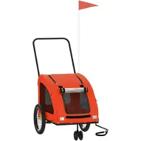 Syfax Fahrradanhänger Hunde Orange und Grau Oxford-Gewebe und Eisen