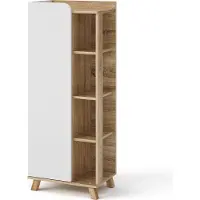 Vicco Midischrank Karen Sonoma/Weiß 50 x 128 cm mit Tür und offenen Fächern, Model 40735