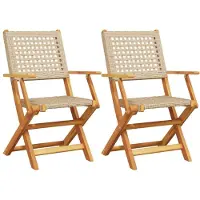 vidaXL Gartenstühle 2 Stk. Beige Massivholz Akazie und Poly Rattan