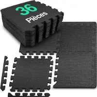Hulser Fitness Puzzlematte - 30 x 30 x 1 cm - 36 Stück - 3,24 m2 - Bodenschutzmatten - Fitnessmatte Unterlegmatten Schutzmatten