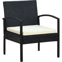vidaXL Eleganten-Stil Outdoor Relaxsessel,Balkonstuhl Gartenstuhl mit Kissen Poly Rattan Schwarz DE86405