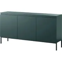 Selsey BEMMI - dreitürige Kommode, Dunkelgrün mit Metallbeinen, 150 cm